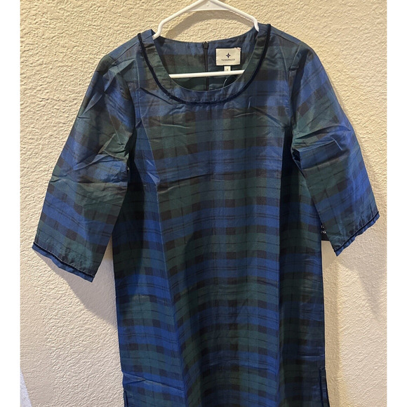 Tuckernuck | NEW Jamie Velvet Trimmed Plaid Blackwatch Midi Dress Size S NWT - Picture 2 of 5